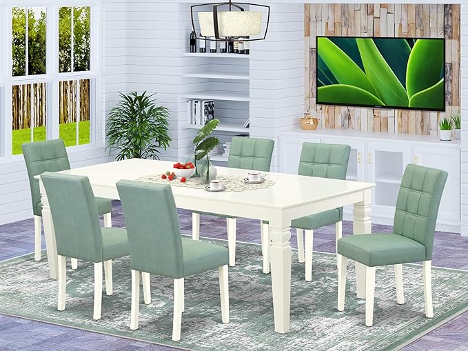 East West Furniture LGAS7-LWH-43 7 Piece Dining Set Contain A Mid Century Table - Image 2