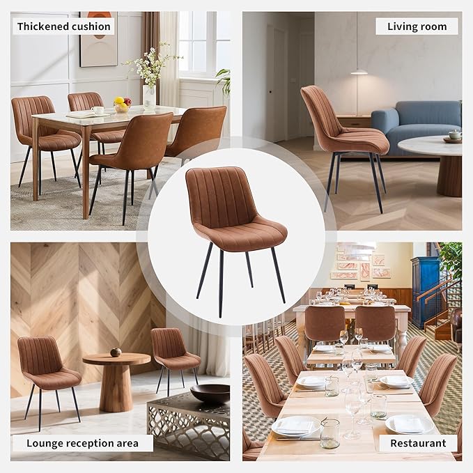 Dining Chairs Set of 2, Upholstered PU Leather Kitchen & Dining Chairs - Image 6