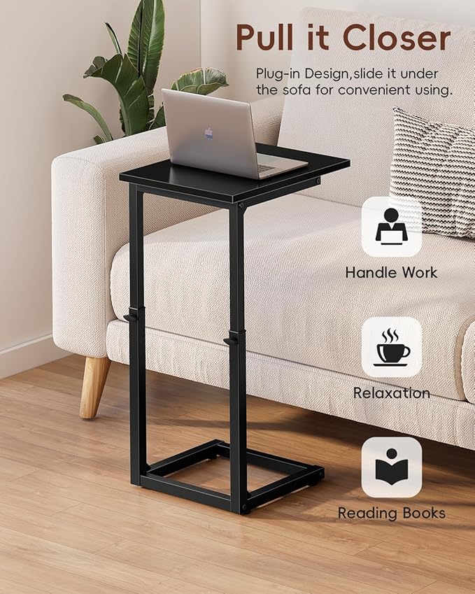 Vagusicc C Shaped End Table, Sofa Table That Slide Under, C Table End Table TV - Image 7