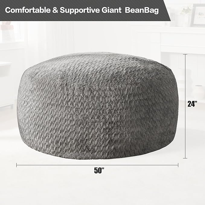 Hobestluk 5ft Bean Bag Chairs for Adults Large Beanbag Chair - Image 2