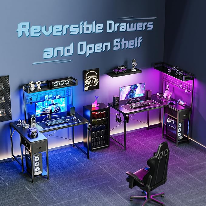 PRAISUN L Shaped Gaming Desk - Image 3