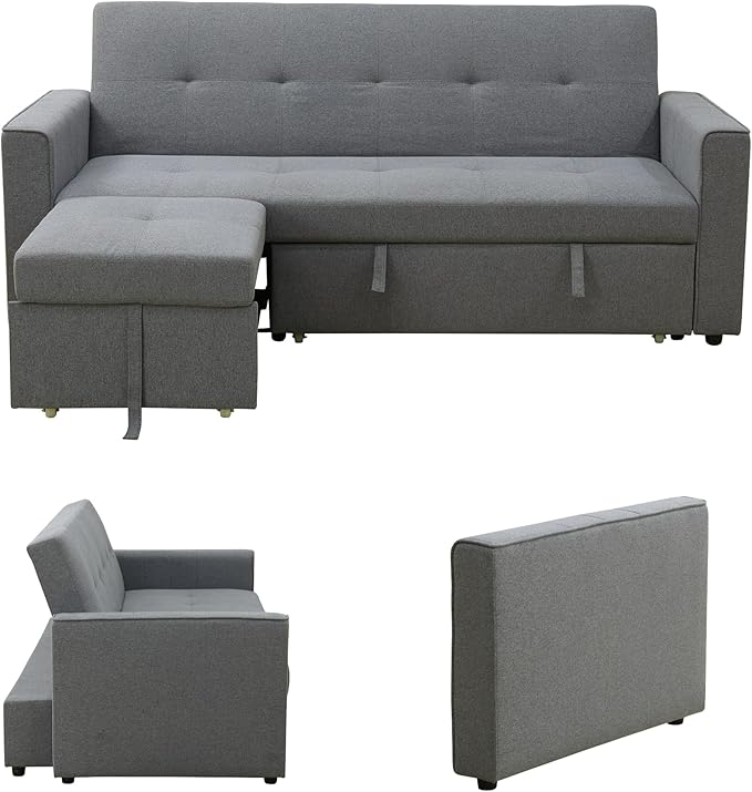 77 Inch Convertible Pull Out Sofa Bed, Sleeper Couch - Image 3