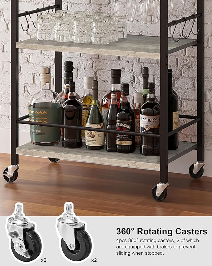 TUTOTAK Bar Cart, Home Bar Serving Cart, Small Wine Cart - Image 7