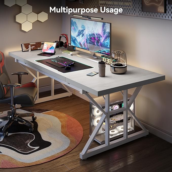 LITTLE TREE 70.8-Inch Large Executive Desk, Extra Long Computer Office Desk - Image 4
