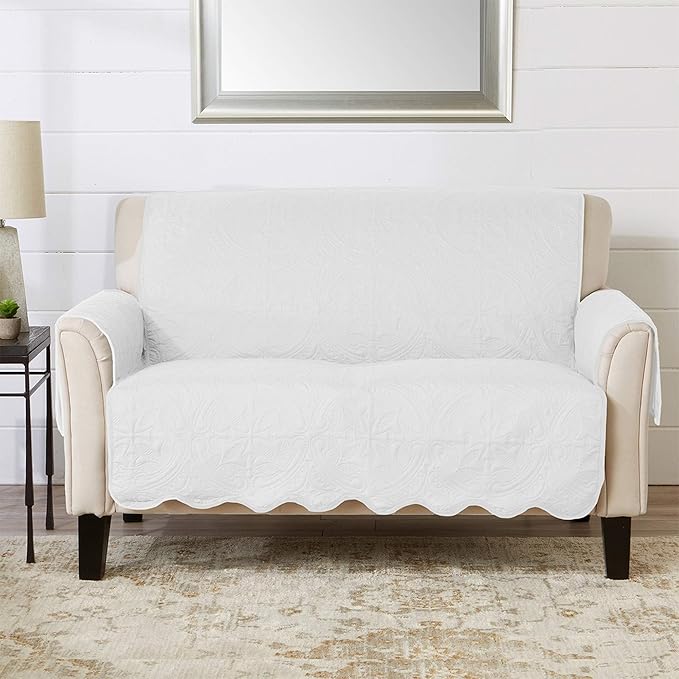 Great Bay Home Medallion Stitched Solid Furniture Protector Stain Resistant by GreatBayHome