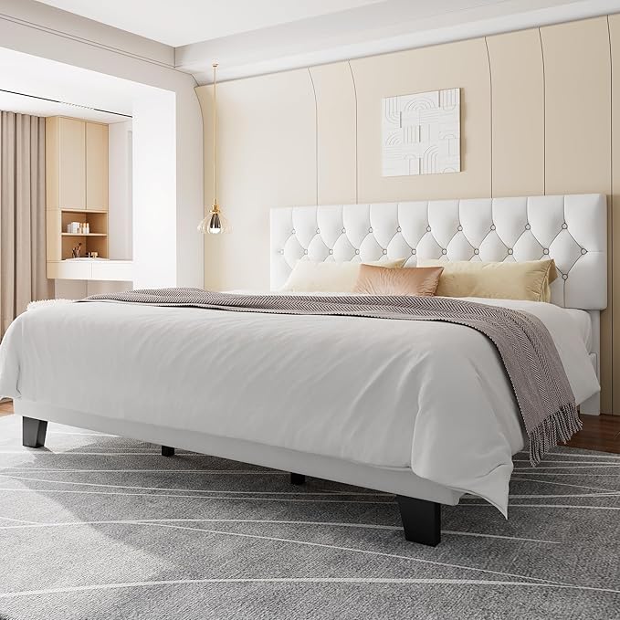 Feonase King Size Velvet Platform Bed Frame, Upholstered Bed - Image 6