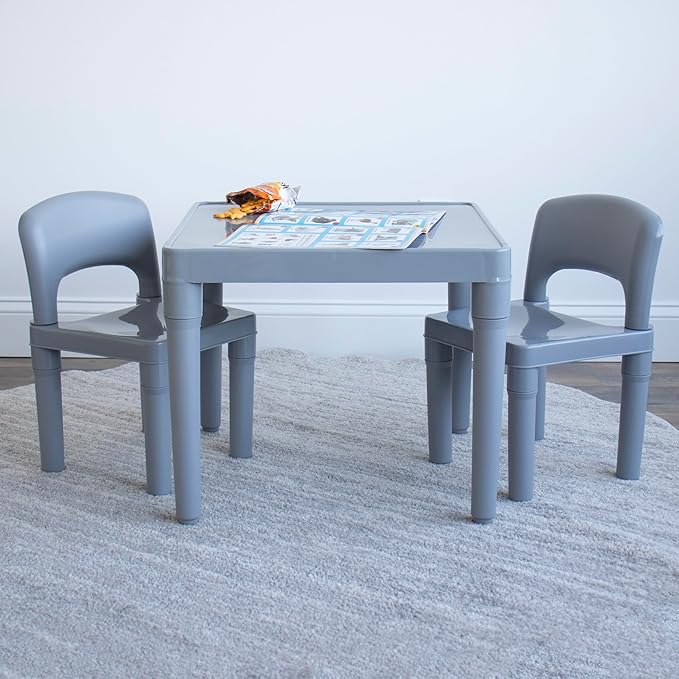 Humble Crew Kids Plastic Table and 2 Chairs Set, Lightweight Toddler Activity - Image 4