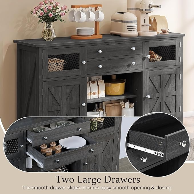 YITAHOME Farmhouse TV Stand for TVs up to 65", Rustic TV Media Console for - Image 6