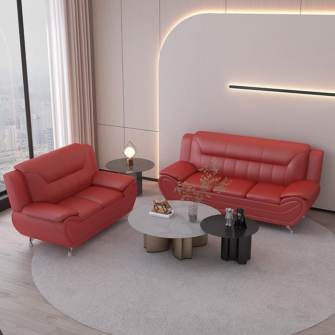 Container Furniture Direct Michael Modern Faux Leather Upholstered Stainless - Image 17