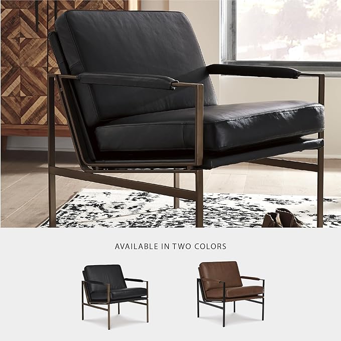 Signature Design by Ashley Puckman Mid-Century Modern Leather Accent Chair - Image 5