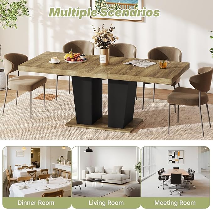 63"-78.7" Expandable Dining Table, 6-10 Rectangle Table, Extendable Console - Image 5