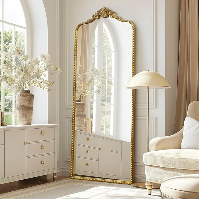 G-LEAF Vintage Baroque Full Length Floor Mirror 75"X30", Victorian Antique - Image 3