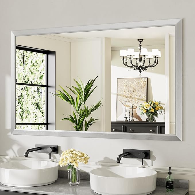 60x36 Inch Silver Bathroom Mirror by Briivuemodernmirrors