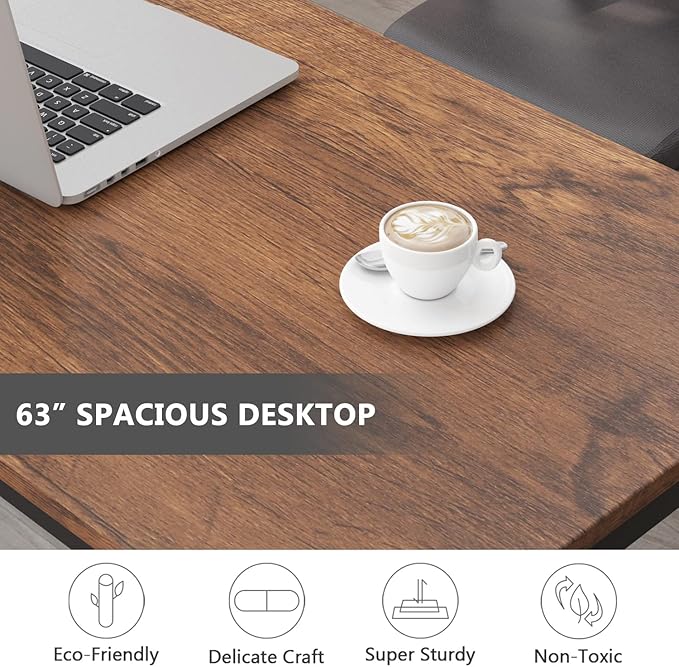 Tribesigns Computer Desk, 63 inch Large Office Desk Computer Table Study - Image 5
