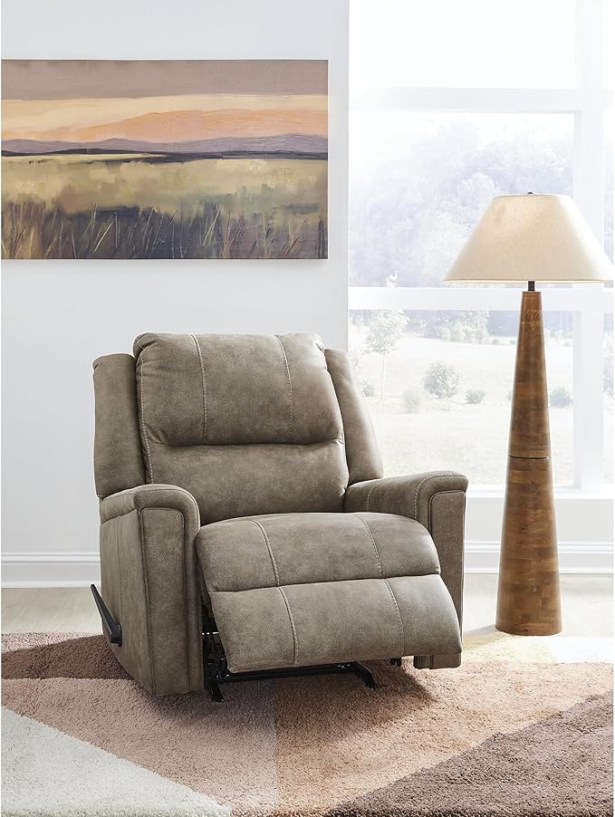 Signature Design by Ashley Skymaker Modern Faux Leather Manual Rocker Recliner - Image 6