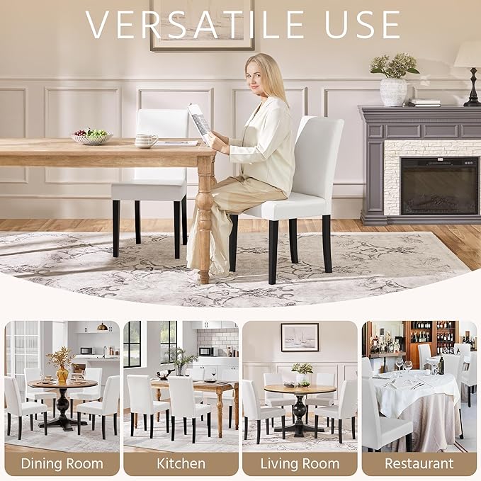 Yaheetech Dining Chairs Set of 6 Faux Leather Modern Dining Room Chairs - Image 9