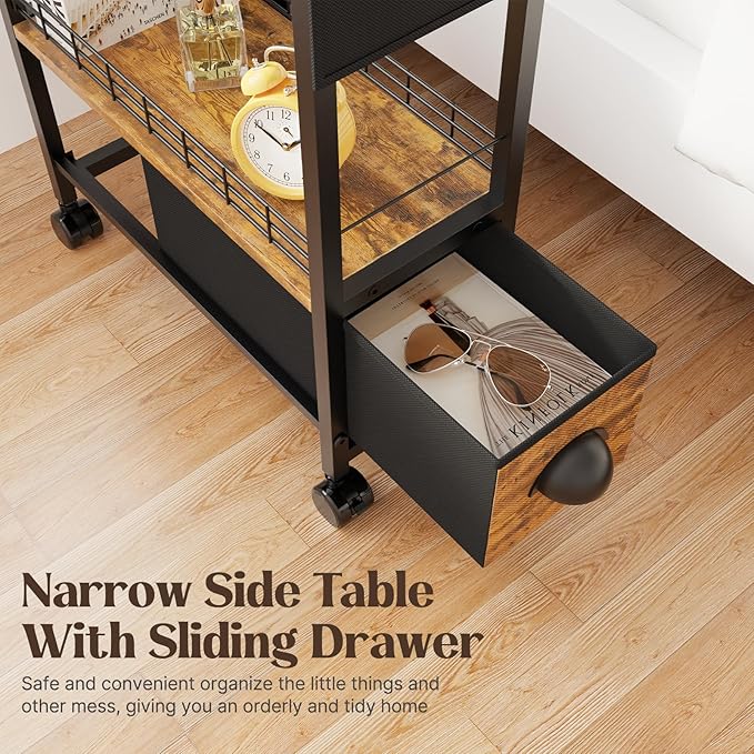 Narrow Side Tables with Drawer for Small Spaces, Small End Table Slim - Image 7