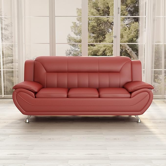 Container Furniture Direct Michael Modern Faux Leather Upholstered Stainless - Image 16