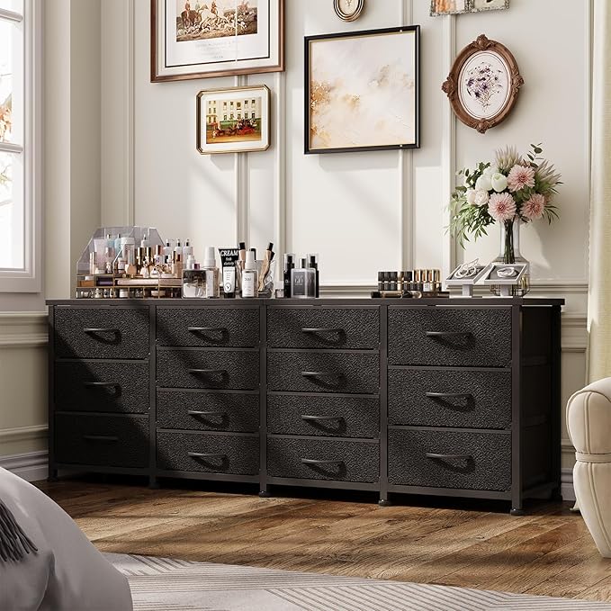 63 Inch TV Stand Dresser for Bedroom, Long Black Dresser - Image 6