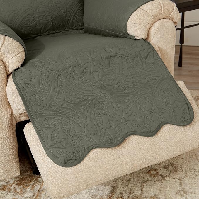 Great Bay Home Medallion Stitched Solid Furniture Protector Stain Resistant - Image 2