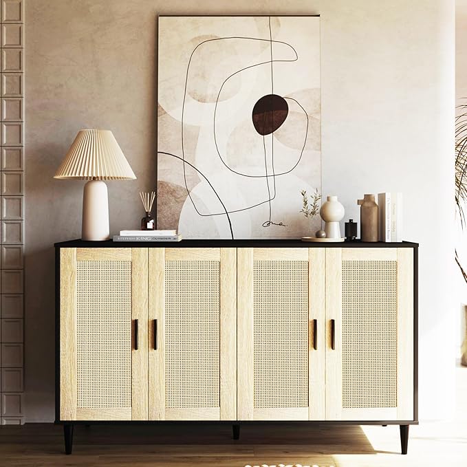 Black Buffet Sideboard, Kitchen Storage Cabinet - Image 7