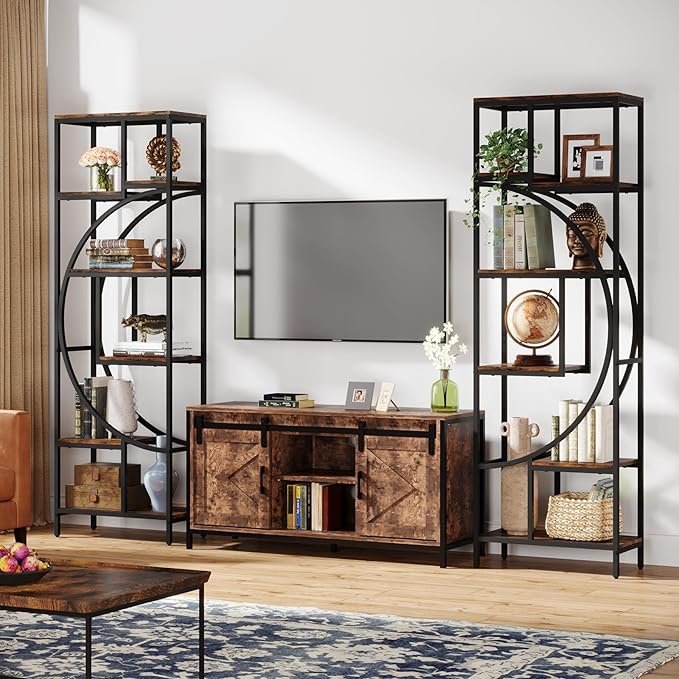 Geometric Bookshelf, 70.9" Tall Bookcase - Image 5