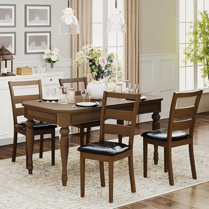 COLAMY Farmhouse Dining Chairs Set of 4, Upholstered Kitchen Chairs by COLAMYINC
