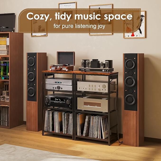 Record Player Stand with Storage, 4 Tier Turntable Stand with Vinyl Record - Image 5