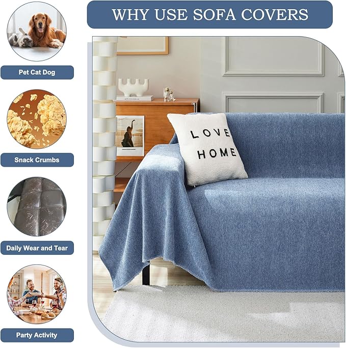 STACYPIK Thick Blue Sofa Covers Couch Covers - Image 9