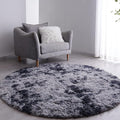 FJZFING Tie-Dyed Dark Grey Round Rug Ultra-Soft Plush Modern 4x4 Circle Area Rug by FJZFING