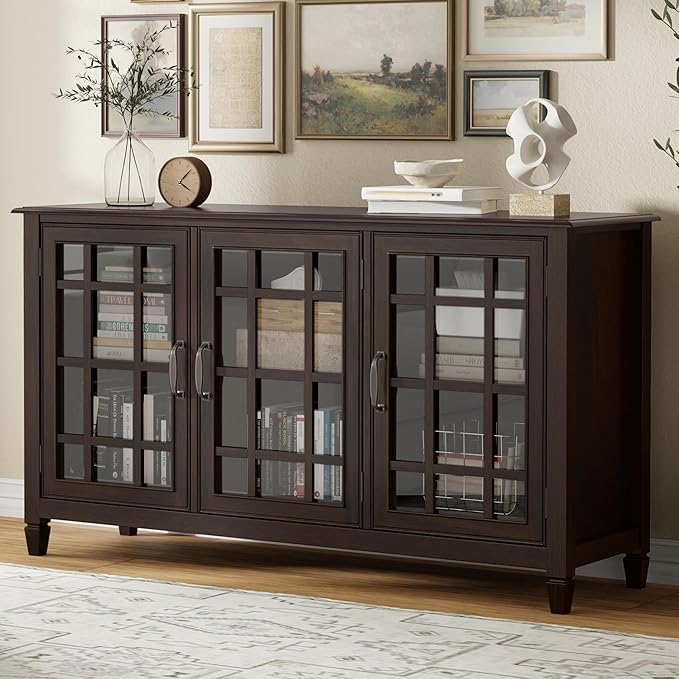 SIMPLIHOME Connaught SOLID WOOD 60 inch Wide Traditional Wide Storage Cabinet - Image 2