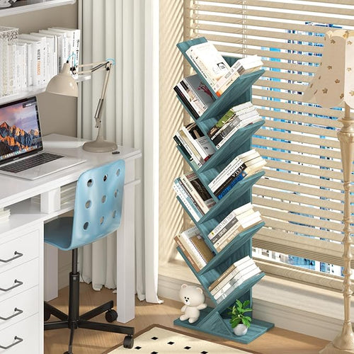 10 Tier Tree Book Shelf, Floor Standing Wood Bookshelf - Image 2