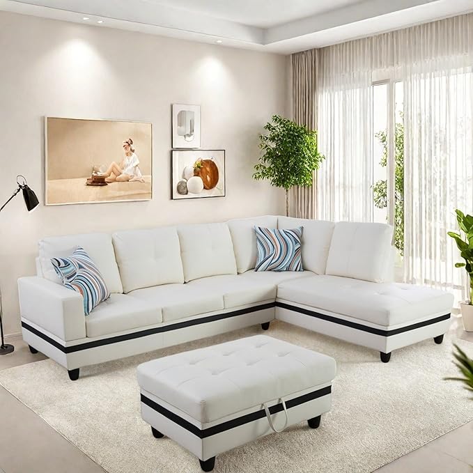 Sectional Couch with Ottoman Storage, L Shaped Sofa Furniture Sets, Modern by ChicFurnit