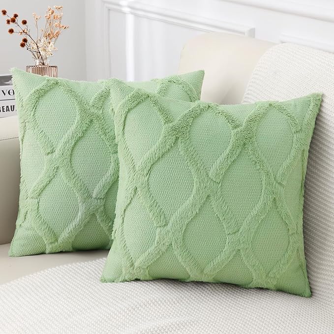 decorUhome Throw Pillow Covers 24x24 Inch Set of 2, Soft Plush Faux Fur Wool by decorUhome