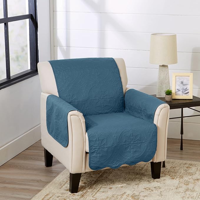 Great Bay Home Medallion Stitched Solid Furniture Protector Stain Resistant by GreatBayHome