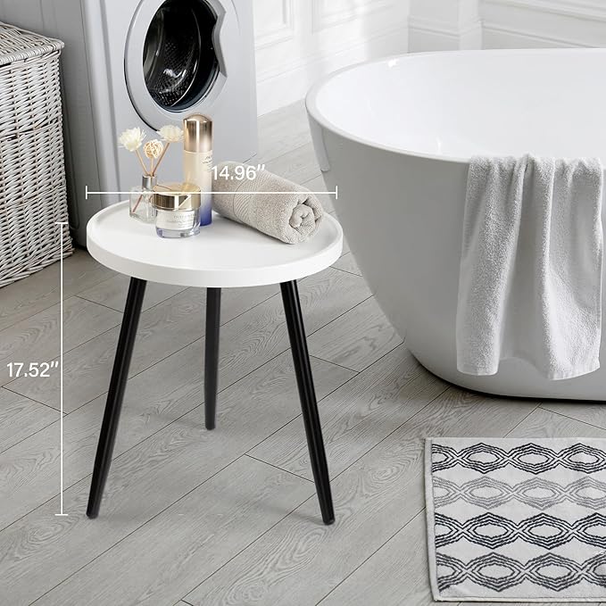 danpinera Round Side Table, Metal Legged Accent Table - Image 6