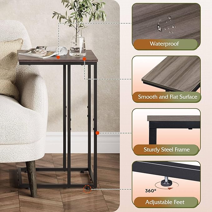 WLIVE Small Side Table, C Shaped End Table - Image 5