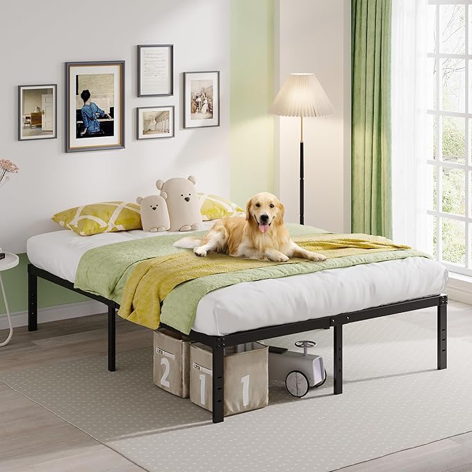 EMODA 18 Inch King Bed Frame No Box Spring Needed, Heavy Duty Tall Metal - Image 2