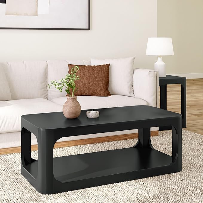Plank+Beam Forma Coffee Table, Solid Wood 48 Inch Modern Coffee Table by PlankBeam