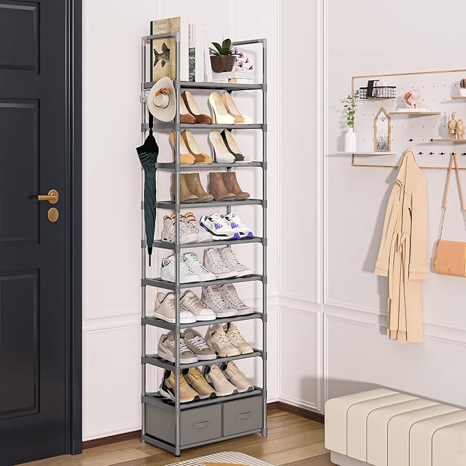 Shoe Rack, Sturdy Metal Shoes Rack Organizer, Narrow Shoe Rack, Shoe Racks - Image 2