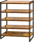 47" 5-Tier Bookshelf Rustic Wood and Metal Industrial Bookshelf by HIBOAT