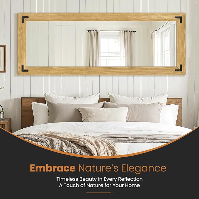 Full Length Mirror with Wooden Frame, Hanging or Leaning Wall-Mounted - Image 2