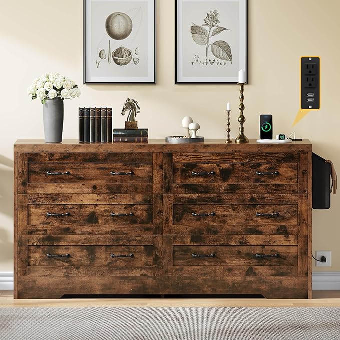 YITAHOME Rustic Brown Drawers TV Stand - Image 3