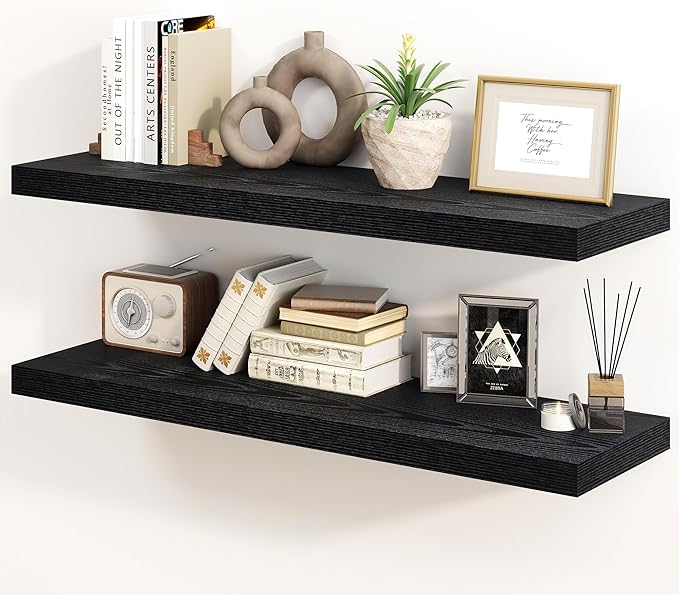 30 Inch Floating Shelves, Rustic Floating Wall Shelves 8 Inch Deep, 30 x 8 by FunMemories