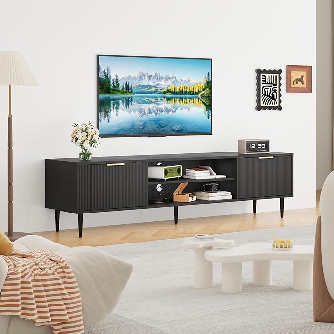 GarveeHome Black TV Stand, TV Stands - Image 7