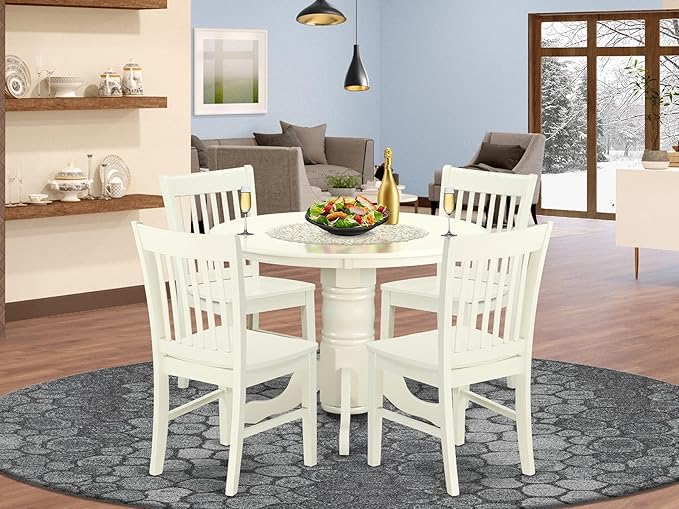 East West Furniture SHNO5-LWH-W 5 Piece Kitchen Table & Chairs Set Includes a - Image 2