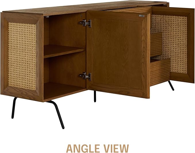 NTC MOSSIC Sideboard with 2 Doors and 3 Drawers, Buffet Cabinet with Natural - Image 6