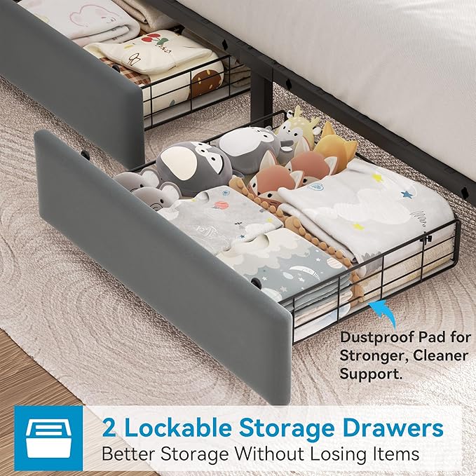 Twin Upholstered LED Bed Frame - Image 5