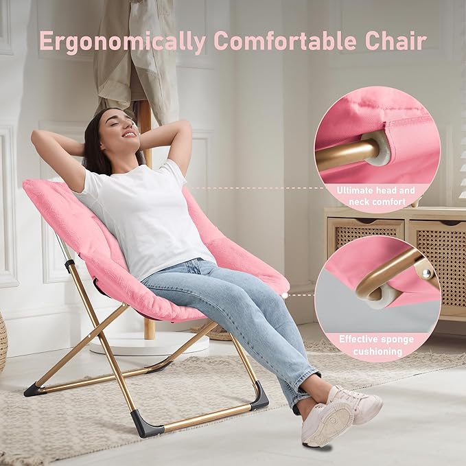 Comfy Oversized Saucer Chair, Soft Faux Fur Reading Lounge Chair - Image 4