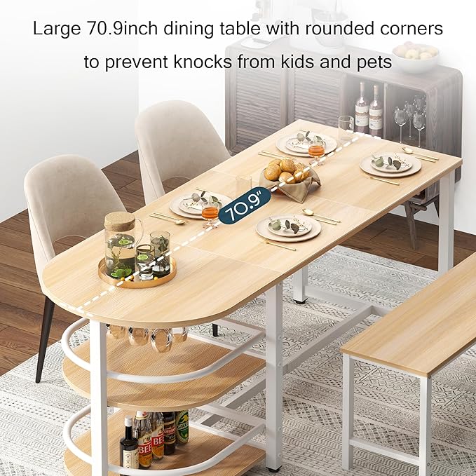 soges Dining Table for 4-6 Person, 71 inch Long Kitchen Dining Table for Living - Image 4